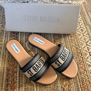 Steve Madden St. Barts Black and Tan Sandals